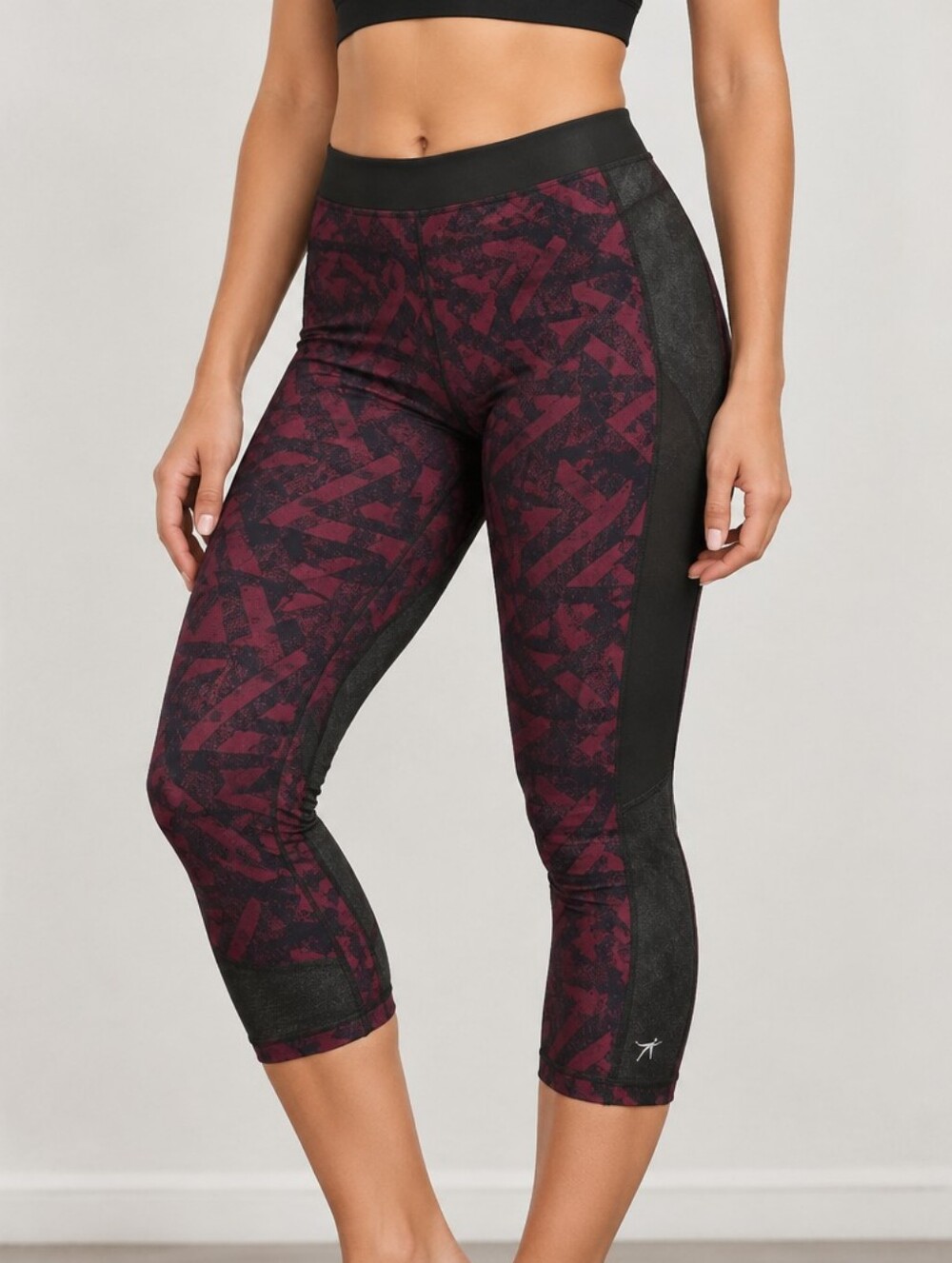 Danskin Burgundy and Black Patterned Track Joggers